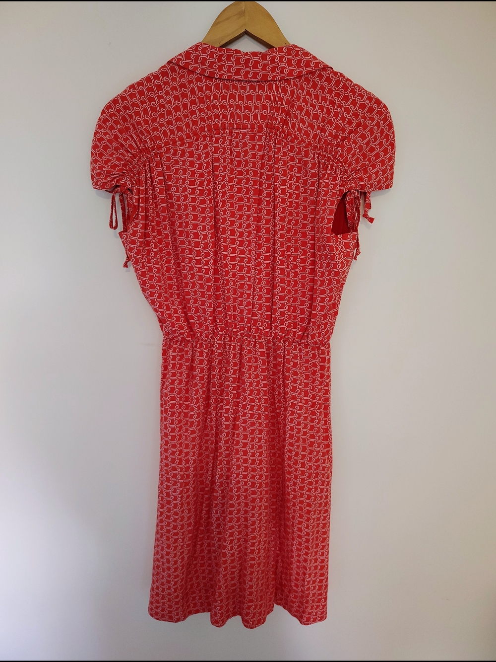 Maeve Anthropologie coral chain print collared shirt dress midi resort vacation - Picture 8 of 8